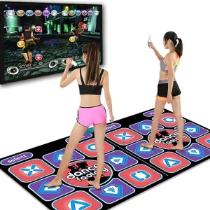 Dance Mat for Kids, Folding Electronic Dance Pad Game Toy Girls Boys Toddlers, 2 Player Dance Floor Pad for TVs with AV Interface, Remote Control, Early Education