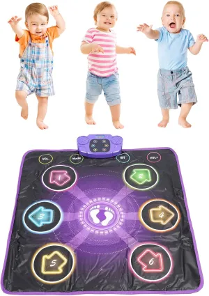 Dance Mat with Light, Music Box for Kids, Built in Music Adjustable Volume 6 Buttons, Anti Slip Dance Game Pad