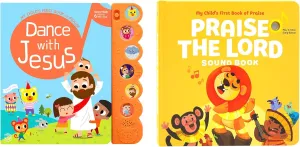 Dance with Jesus and Praise The Lord - Bundle of 2 Books - Christian Sound Books for Toddlers 1-3 | 6 Bible Songs & Illustrations per Book, Musical Toys for Kids | Baptism Gifts for Toddlers
