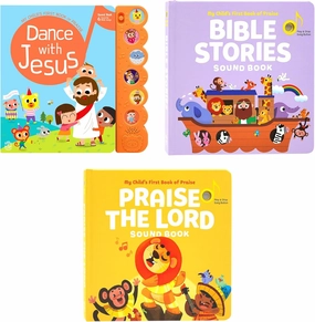 Dance with Jesus, Bible Stories and Praise The Lord - Bundle of 3 Books - Christian Sound Books for Toddlers 1-3 | 6 Bible Songs & Illustrations per Book, Musical Toys | Baptism Gifts for Toddlers