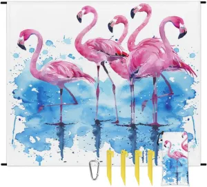 Dancing Flamingos Beach Blanket Waterproof Sandproof Funny Bird Extra Large Beach Mat Sand Free Quick Drying Lightweight Durable Outdoor Picnic Blanket for Travel, Camping, Hiking