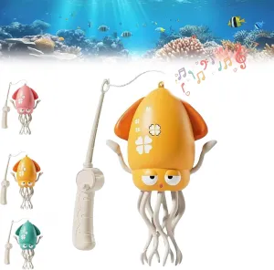 Dancing Octopus Toy, Electric DancingOctopus Toy with LED & Music, Crawling Dancing Automatic Obstacle Avoidance Octopus SensorToy, with Fishing Rod, Three Colors Optional (Yellow)