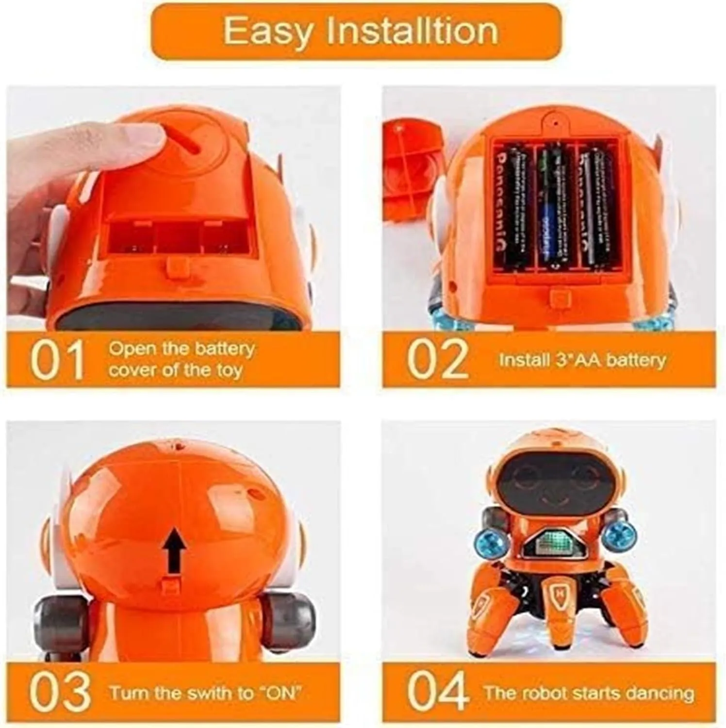 Dancing Robot Music Light Dancing Electric Walking Singing All Direction Movement Dancing Robot Walking Dancing Electronic Robot for Boys and Girls, Standard, Orange
