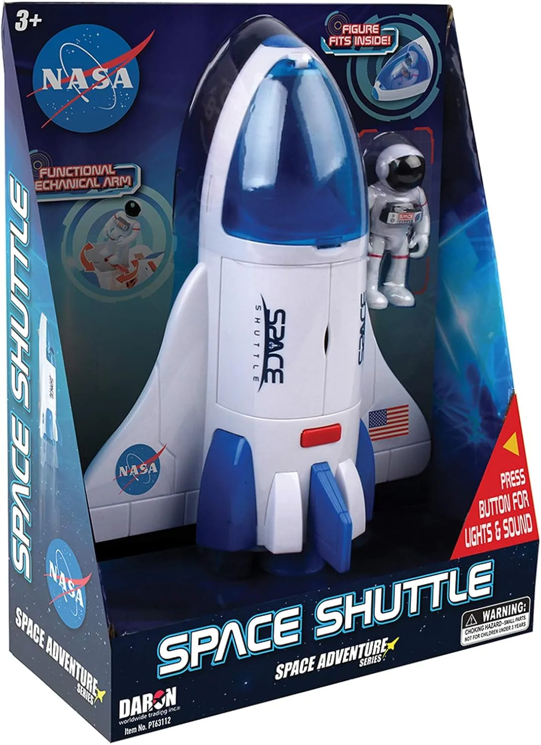 Daron NASA Space Adventure Series: Space Shuttle with Lights & Sounds & Figure, Approx 9" X 7", Medium
