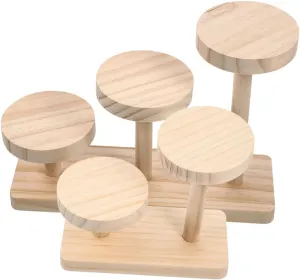 DECHOUS Wooden Display Stand Minimalist Tiered Riser for Organizing Collectibles Action Figures Jewelry Natural Finish for Desktop Spaces