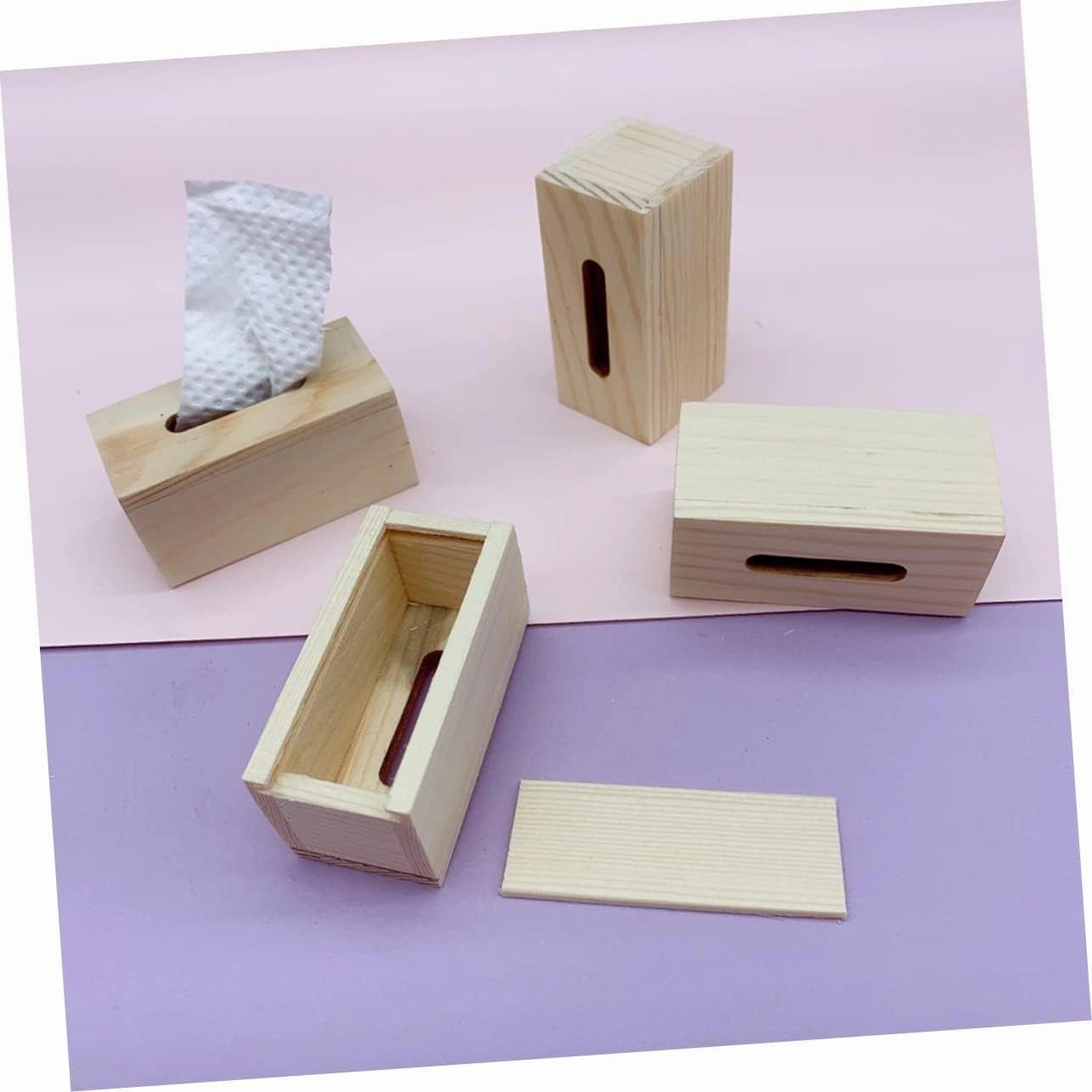 DECHOUS 5pcs Box Doll Ornament Set Miniature Toys Montessori Learning Toy Openable Tissue Box for Boys and Girls