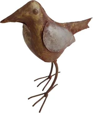 DeKulture Vintage Recycled Iron Bird Figurine | Sustainable Home Decor | Indoor Outdoor Statue (7.5x2.5x8 Inches)