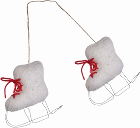 DeKulture Mini Ice Skates Christmas Ornaments (Set of 2) - Wool Felt Holiday Decorations