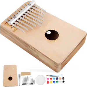 Delicate Wooden Finger Piano for Boys and Girls 10 Notes Kalimba Kit Diy Paintable Musical Instrument