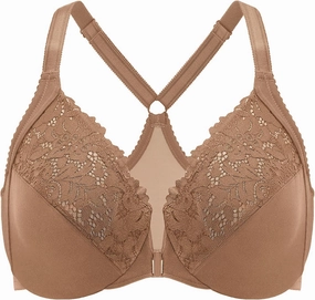 DELIMIRA Women's Front Closure Plus Size Full Coverage Lace Underwire Racerback Bra