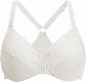 DELIMIRA Women's Front Closure Plus Size Full Coverage Lace Underwire Racerback Bra