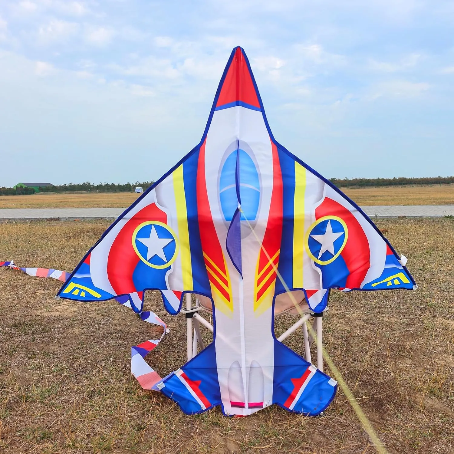 Delta Kite for Kids & Adults - Easy to Fly Large Single Line Beach Kite with 300ft String Handle Included, Perfect for Beginners, Teens