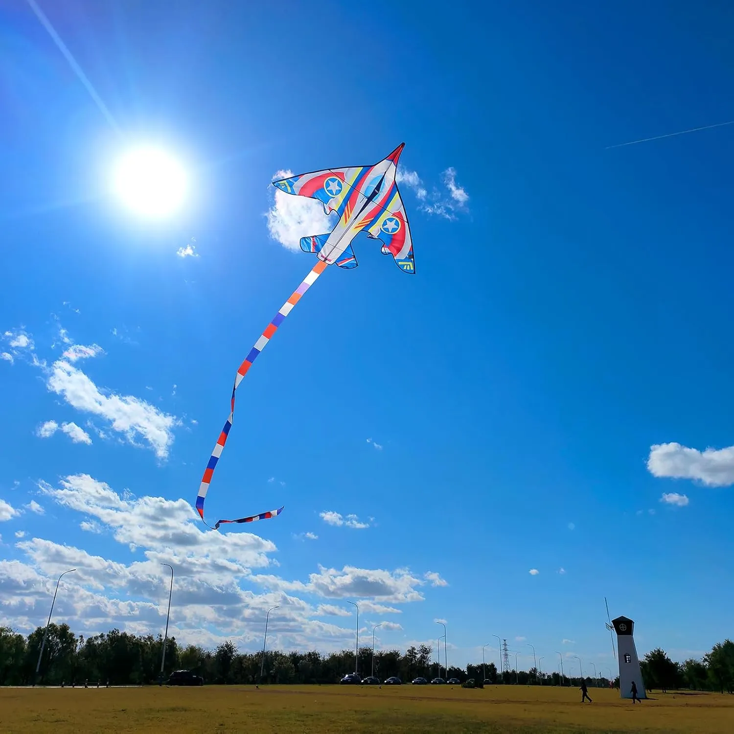 Delta Kite for Kids & Adults - Easy to Fly Large Single Line Beach Kite with 300ft String Handle Included, Perfect for Beginners, Teens