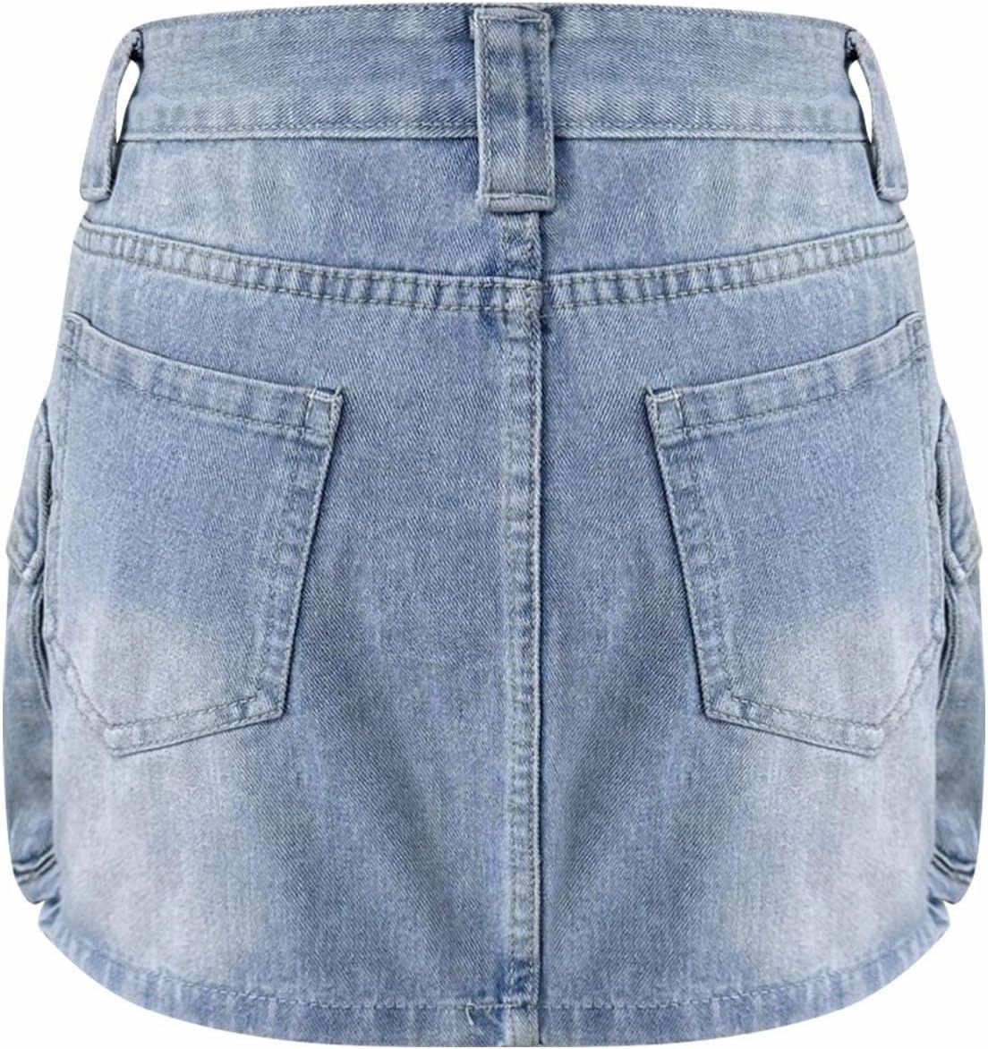 Denim Skort Skirts for Women Casual Mini Jean Skirt Stretch Low Waisted Zip Fly Cargo Denim Skirt Streetwear