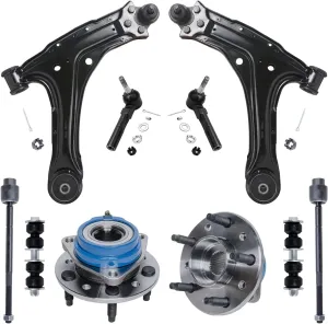 Detroit Axle - 10pc Front End Control Arms Kit for Pontiac Grand Am Chevy Malibu Classic Olds Alero Cutlass, Lower Control Arms w/Ball Joint Tie Rods Sway Bar Links Wheel Bearing Hubs Replacement