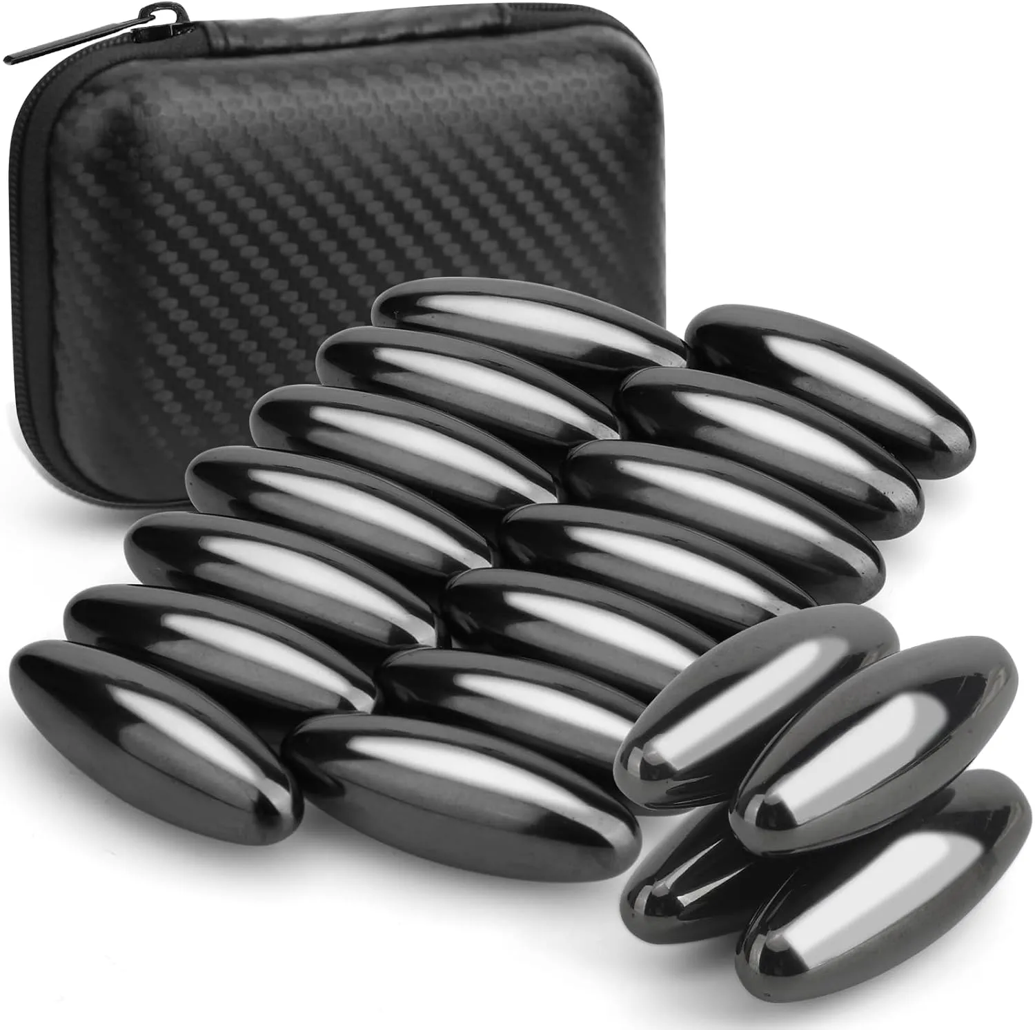 Dilabnba Fidget Toy Hematite Stone Magnet Ferrite Putty Eggs for Adults, Magnetic Fridge Magnets Oval Rocks for Refrigerator, Home, Office, Gadget, Desk Toy Decoration (24PCS)