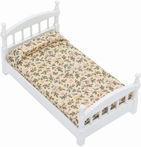 Dilwe 1:12 Doll House Bed, Wooden Miniature Doll House Bed Doll House Bedroom Furniture Toy