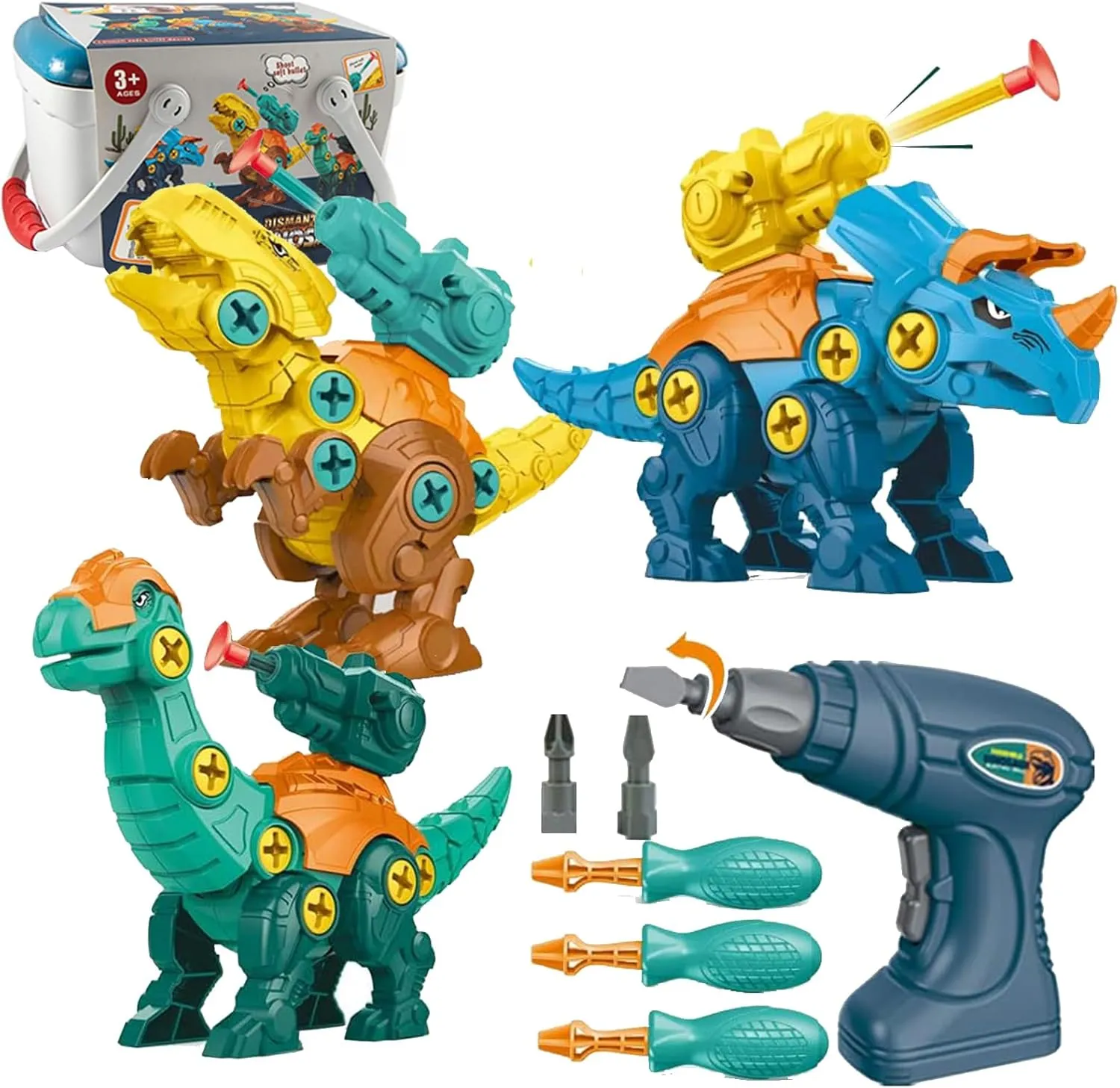 Dinosaur Toys for Kids Take Apart Dinosaur Toys STME Learning Educational Building Construction Set with Power Drill - Dinosaur Toy Party Birthday for Boys