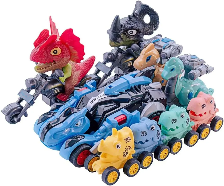Dinosaur Vihecles Car Toy kit for Kids 3-5,Transforming Dinosaur Toy, Small Pull Back Dino Car,Inertia Locomotive Christmas Birthday Party Favor Gifts, 9pack