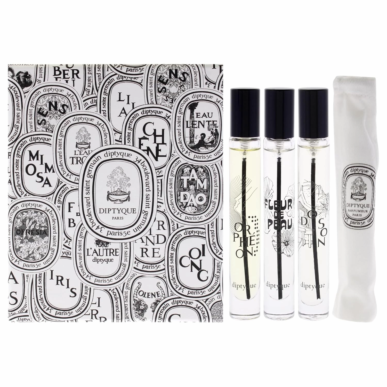 Diptyque Discovery Mini Set for Unisex - 3 Pc Mini Gift Set 0.33oz Fleur de Peau EDP Spray, 0.33oz Do Son EDP Spray, 0.33oz Orpheon EDP Spray