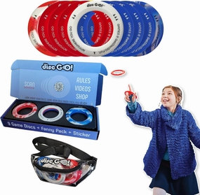 Disc GO! – Soft Silicone Frisbee Games for Teens, Sports & Outdoors Disc, Gifts for Teen Boys & Girls, Portable Indoor & Outdoor Games for Kids, Frisbees for Kids and Adults, Red, White and Blue