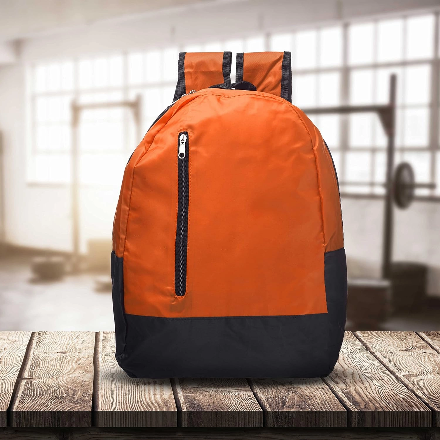 DISCOUNT PROMOS 6 Quick Zip Backpacks Set - Polyester, Unique features, Front Pocket, Vibrant - Orange