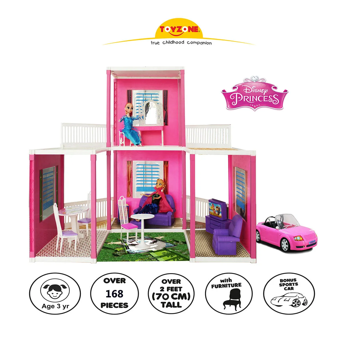 Disney Dream Villa - 168 pcs | Girls Role Playset | Pretend Play | Doll House with Furniture | Dollhouse Accessories | Imaginative Play | Playhouse | For Kids Age 3  years