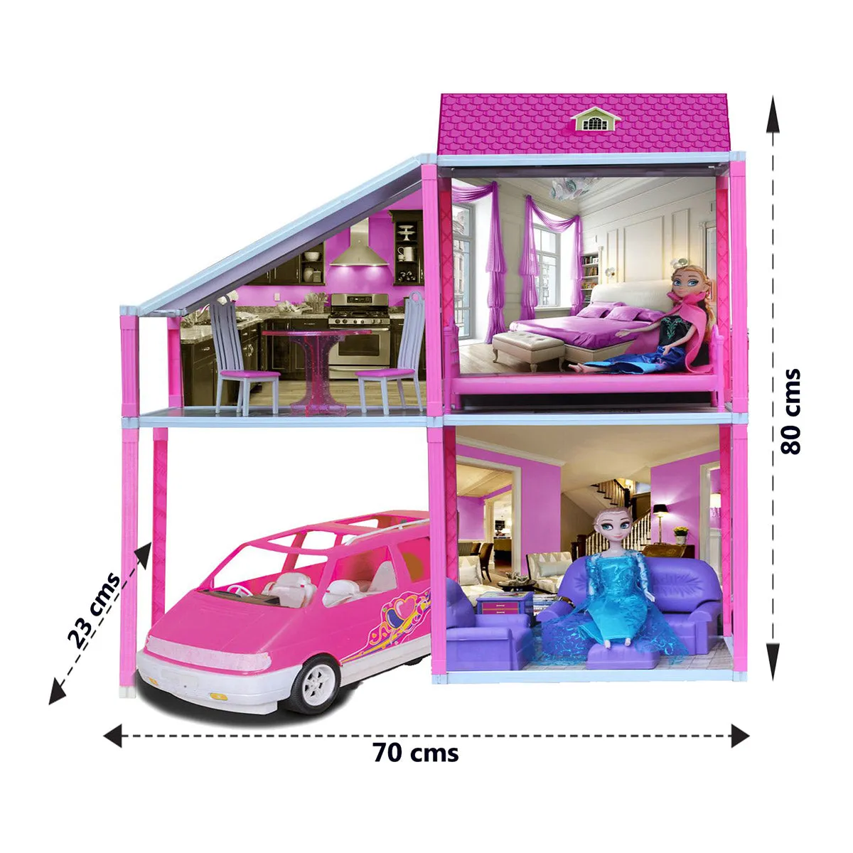 Disney My Town House - 78 pcs | Girls Role Playset | Pretend Play | Doll House with Furniture | Dollhouse Accessories | Imaginative Play | Playhouse | For Kids Age 3  years