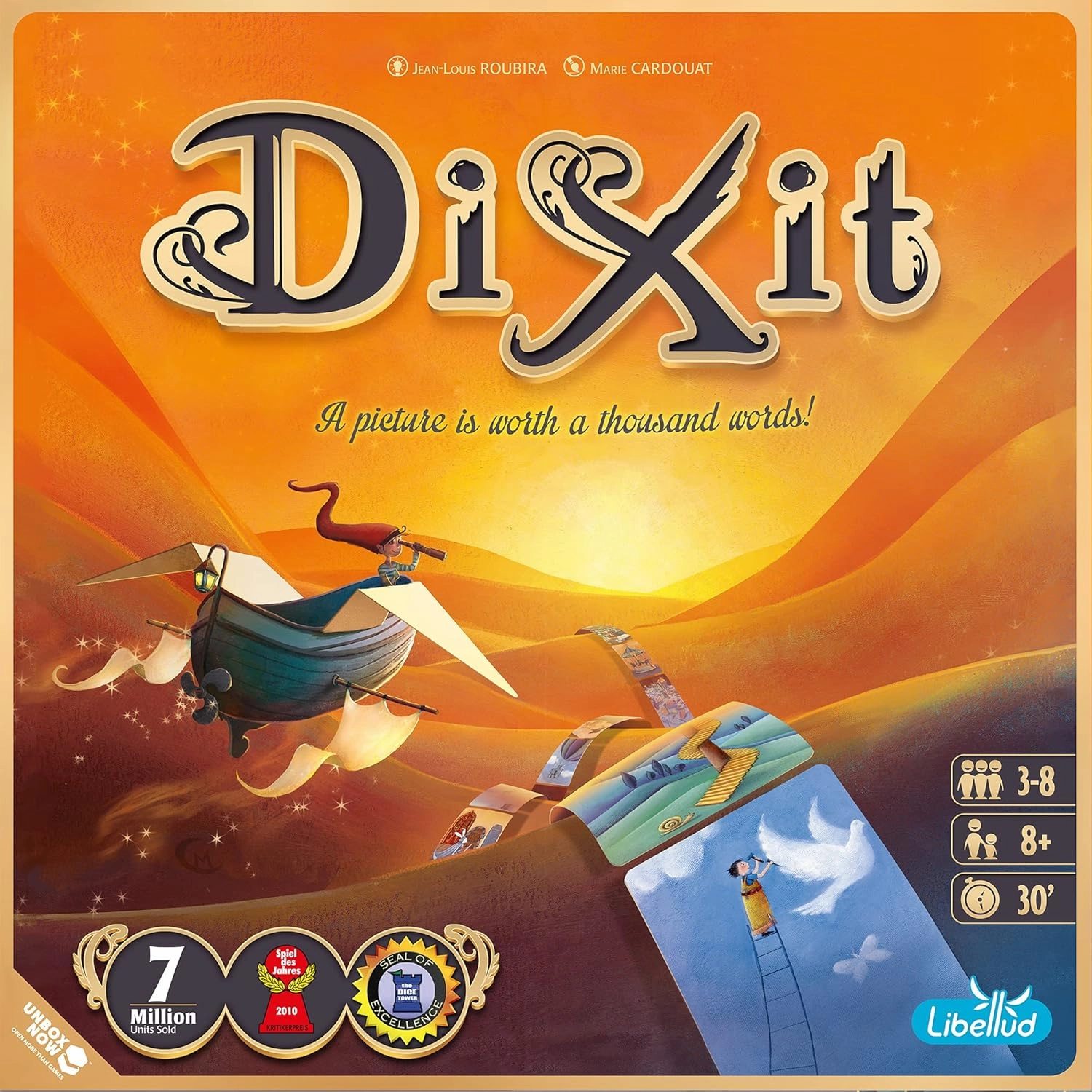 Dixit Board Game - The Award-Winning Game of Imagination and Creativity! Fun Family Storytelling Game for Kids & Adults, Ages 8 , 3-6 Players, 30 Minute Playtime, Made by Libellud