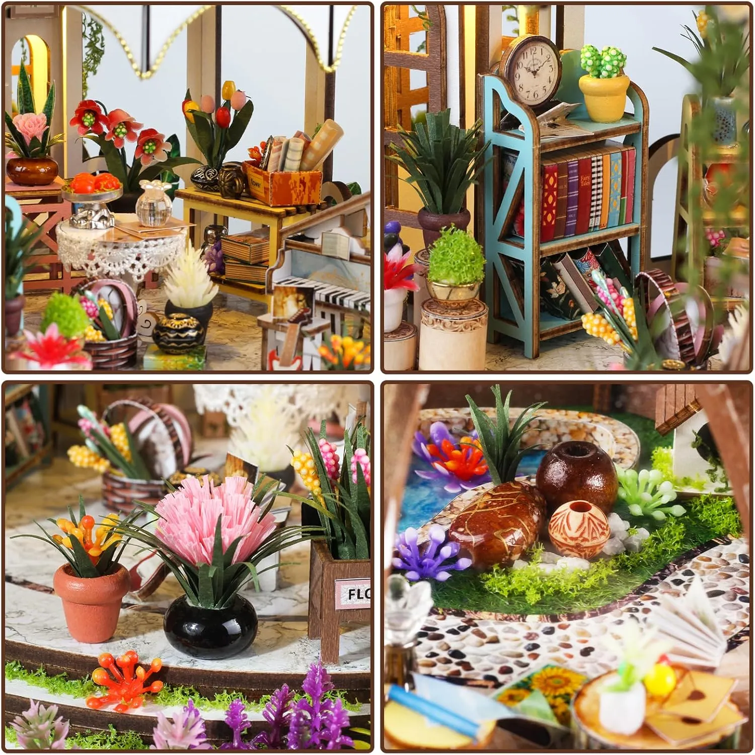 DIY Miniature House Kit, Wooden Garden Mini House with Furniture & LED Light, Creative Dollhouse Kit, Model Building Kit for Adults, Kids (Hanging Garden)