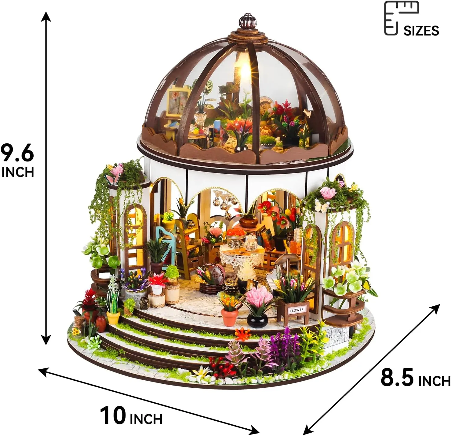 DIY Miniature House Kit, Wooden Garden Mini House with Furniture & LED Light, Creative Dollhouse Kit, Model Building Kit for Adults, Kids (Hanging Garden)