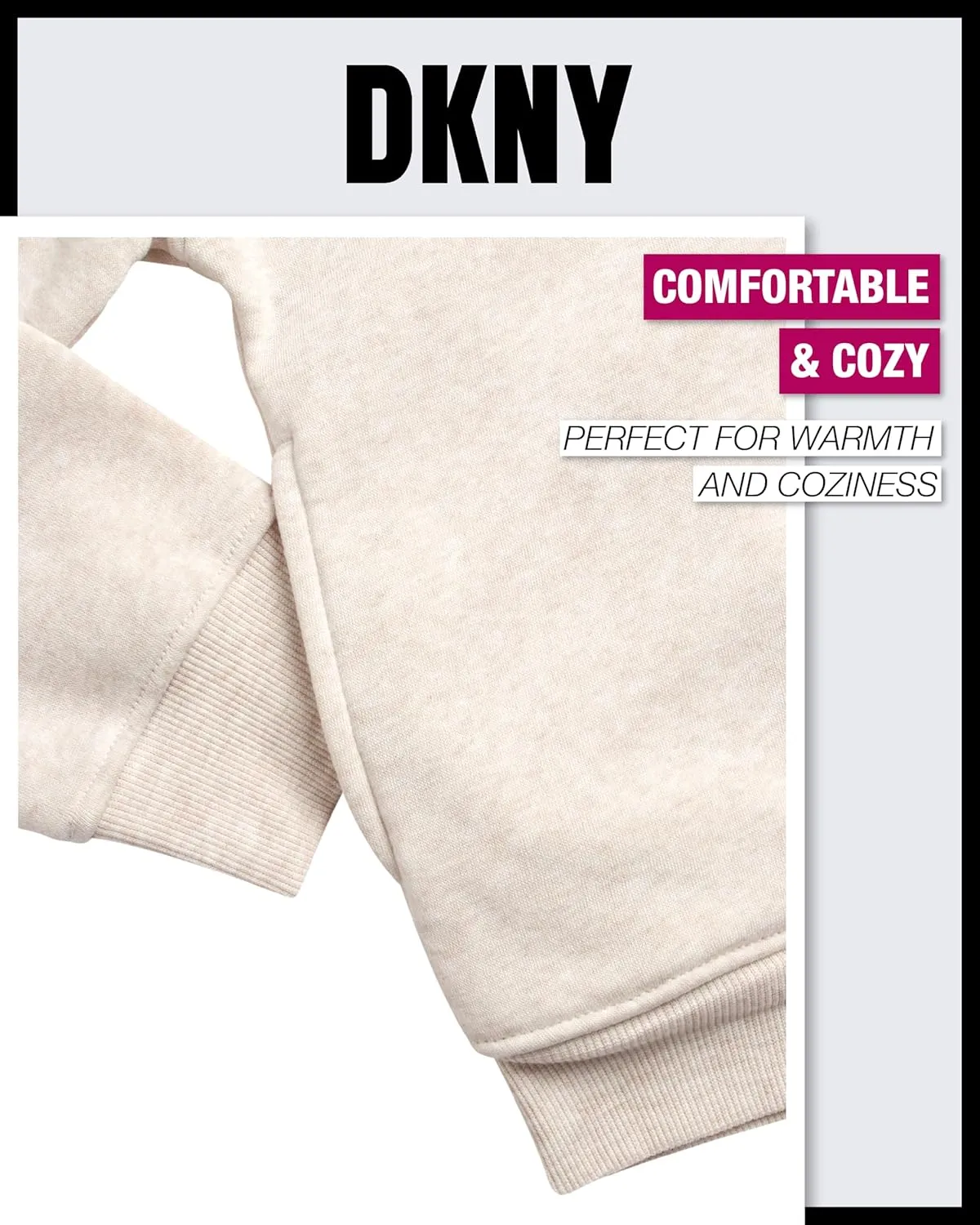DKNY Girls 3-Piece Athletic Fleece Zip Sweatshirt Hoodie and Jogger Set (4-12)