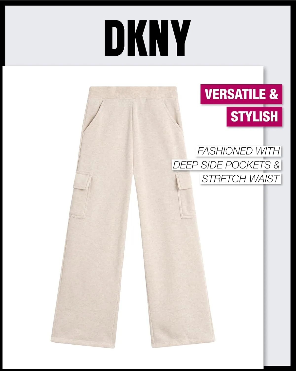 DKNY Girls 3-Piece Athletic Fleece Zip Sweatshirt Hoodie and Jogger Set (4-12)