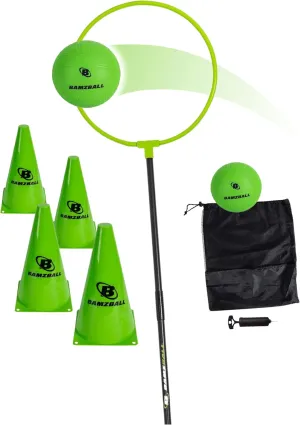 DO U Play Games Bamzball Game, for Backyard, Beach & Tailgating, Active Game for 4-12 Players, Kids, Teens and Adults, Basketball Meets Wizard Theme Game, 2 Balls, Pole, Ring, 4 Cones & Travel Bag