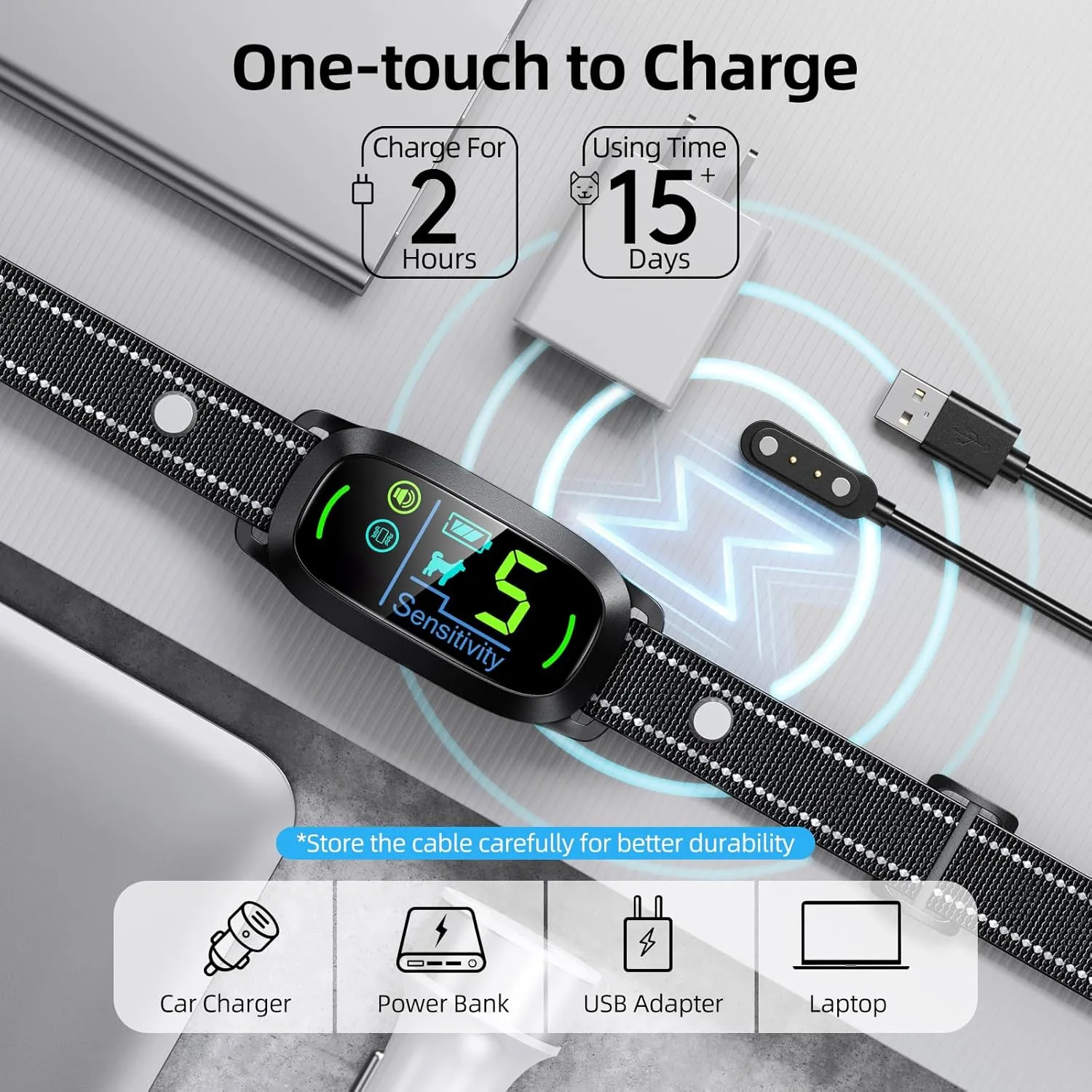 Dog Bark Collar for Large Medium Small Dogs, Rechargeable Smart Bark Collar, Anti Barking Training Collar with 5 Adjustable Sensitivity Beep Vibration (Black)