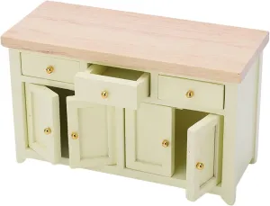 Dollhouse Cabinet 1:12 Scale Living Room Miniature Birch Dollhouse Storage Cabinet (Cream Colour)