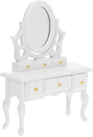 Dollhouse Dresser Makeup Vanity Table Dresser Decor Small Vanity Desk Doll House Furniture Miniature Playhouse Accessories Miniature Makeup Table Dressing Table Decor Mini Dresser