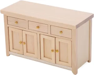 Dollhouse Mini Furniture Dollhouse Cabinet 1:12 Scale Living Room Miniature Birch Dollhouse Storage Cabinet Wood Color (Wood)