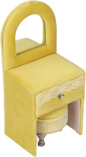 Dollhouse Sofa, Cream Yellow Sofa Chair Jewelry Box Mini Furniture Soft Flannelette Necklaces Storing Simple for Decoration (Dressing Table(7 X 3.1 X 2.6in))