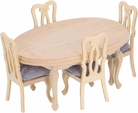Dollhouse Table Chair 1:12 Doll House Wooden Lifelike Miniature Furniture Dining Table Chair Model Set Home Decor