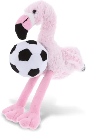 DolliBu Pink Flamingo Stuffed Animal with Soccer Ball Plush - Soft Huggable Flamingo, Adorable Playtime Flamingo Plush Toy, Cute Wild Life Sports Gift for Kids and Adults - 8 Inch