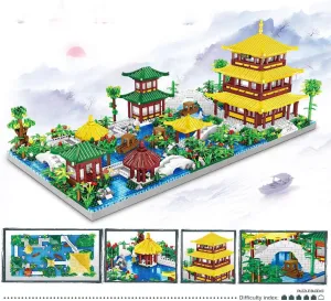 Dongting Lake Micro Building Blocks Yueyang Tower Building Set Famous China Traditional Architecture Building Brick Kit 4154PCS