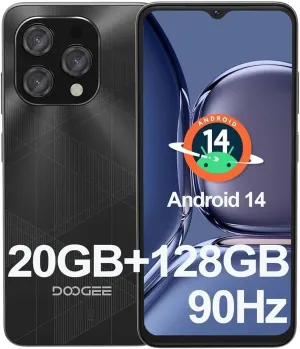 DOOGEE N55 Plus Android 14 Cell Phone Unlocked(2025), 20GB 128GB/TF 1TB, 5150mAh Battery Octa-Core Unlocked Phone, 6.56" 90Hz Display, Dual Camera/Dual SIM 4G Smartphones with Face ID & OTG(Black)