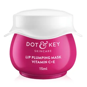 Dot.'&'Key Lip Plumping Mask With Vitamin C   E For Naturally Glowing Lips, Fades Lip Pigmentation, Smoothes Flaky & Dry Lips, Lip Mask For Soft, Smooth & Plump Lips (Wild Berries & Pomegranate) 15ml