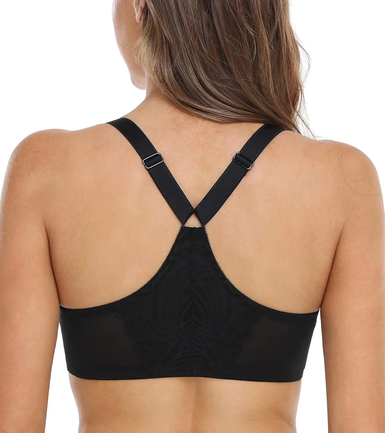 DotVol Women's Front Close Bra T Back Full Figure Underwire Plus Size Seamless Unlined Bra for Large Bust
