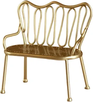 Double Miniature Chair Nordic Kid Playset Miniature BJD Dollhouse Furniture Ornament, Gold