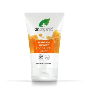 Dr. Organic Manuka Honey Foot Cream, Moisturising, Dry Skin, Mens, Womens, Natural, Vegetarian, Cruelty-Free, Paraben & SLS-Free, Recycled & Recyclable, Organic, 125ml, Packaging may vary