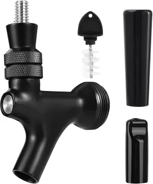 Draft Beer Keg Tap Faucet, Stainless Steel Core Brass Beer Tap with Plug Brush Kegerator Faucet Parts for Us Standard Keg Tower