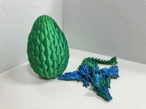 Dragon Egg – 3D Printed Flying Dragon Egg with Dragon Inside, Fidget Toys for Adults, Articulated Dragon Toys for Kids, Office Desk Decor, Birthday Gift for Teen Boys Girls (Forest Green), Large