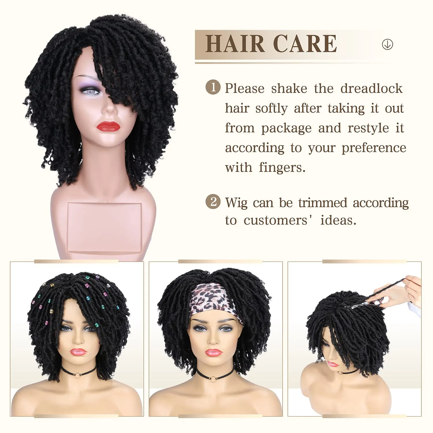 Dreadlock Wig Short Twist Wigs for Black Women Short Curly Braided Natural Black Heat Resistant Synthetic Wig